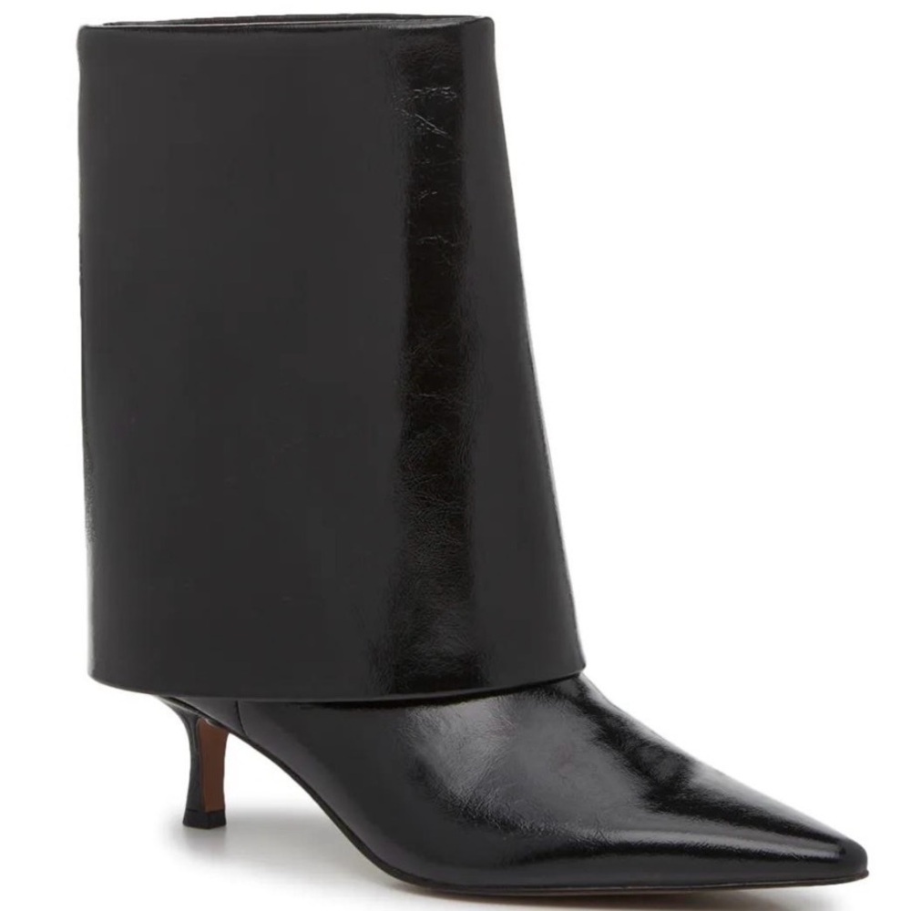 Steven By Steve Madden Black Pointed-Toe Mid-Kit Boot